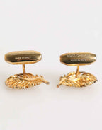 Dolce & Gabbana Gold 925 Sterling Silver Crystal Leaf Accessory Cufflink