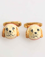 Dolce & Gabbana Brass Gold Tone Dog Puppy Men's Accessories Cufflink