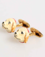 Dolce & Gabbana Brass Gold Tone Dog Puppy Men's Accessories Cufflink