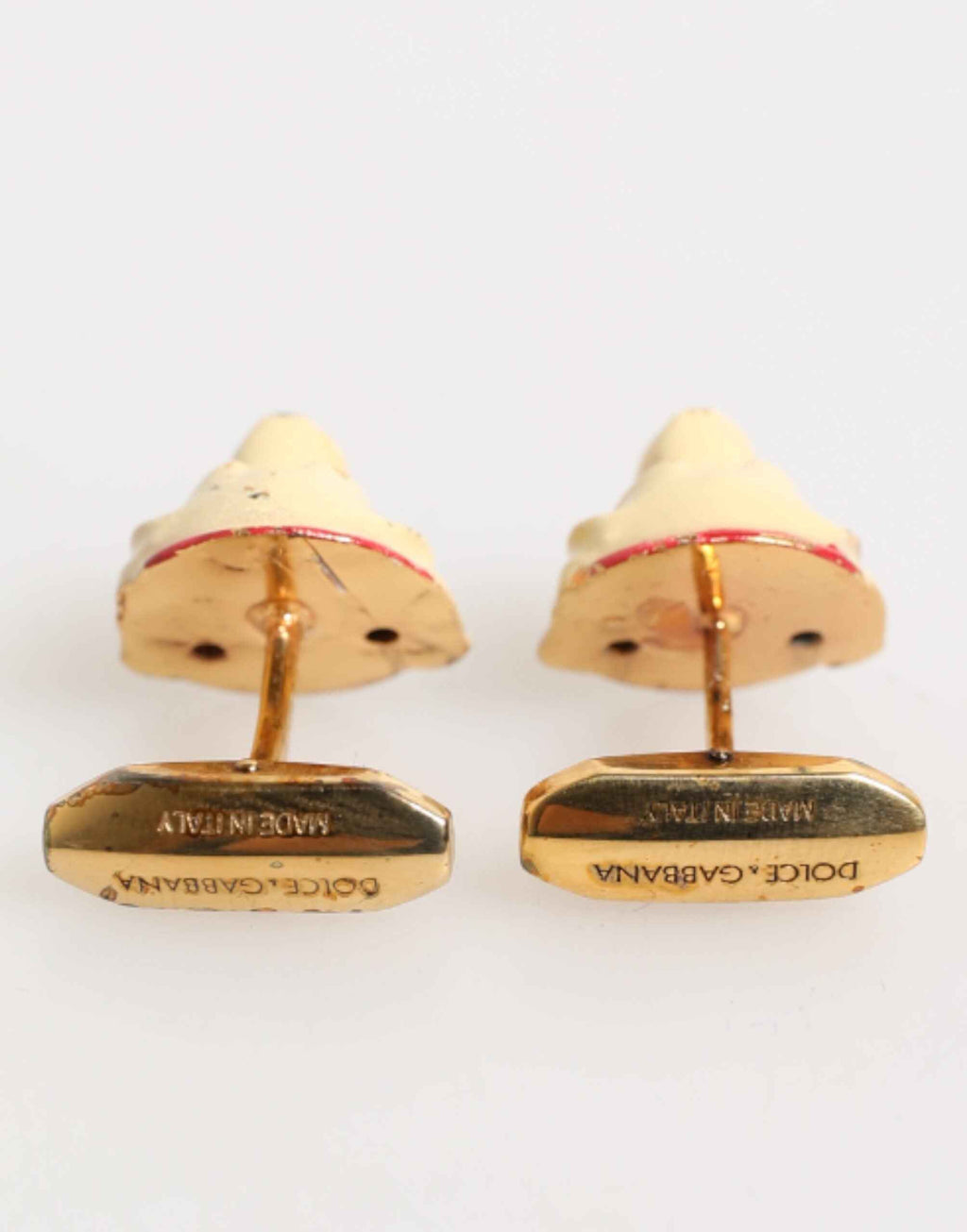 Dolce & Gabbana Brass Gold Tone Dog Puppy Men's Accessories Cufflink