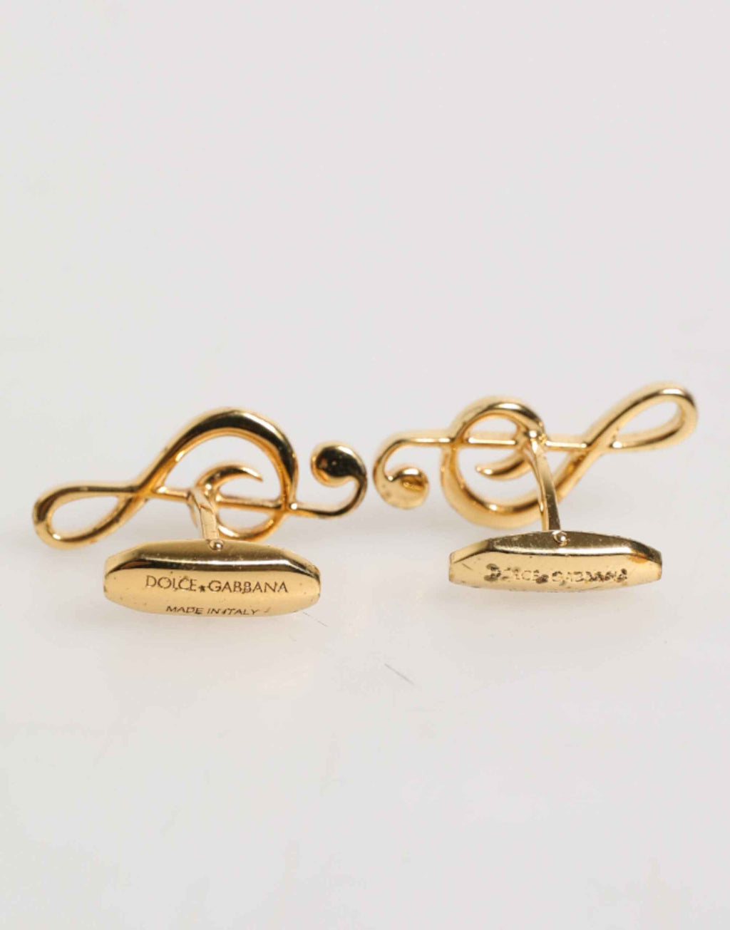 Dolce & Gabbana Gold Musical Note Metal Brass Pin Men Accessory Cufflinks