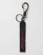 Dolce & Gabbana Black Burgundy Polyester DG Logo Men Keychain Keyring