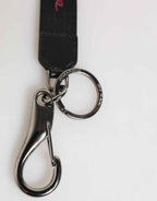 Dolce & Gabbana Black Burgundy Polyester DG Logo Men Keychain Keyring