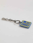 Dolce & Gabbana Blue Yellow DG Rubber Logo Silver Men Keychain Keyring
