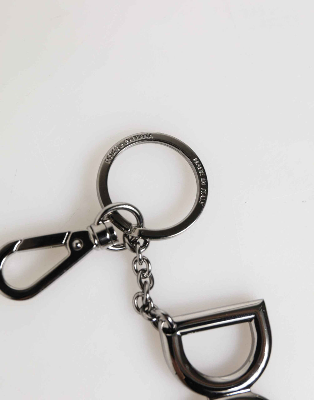 Dolce & Gabbana Silver Brass DG Logo Metal Keychain Holder Men Keyring