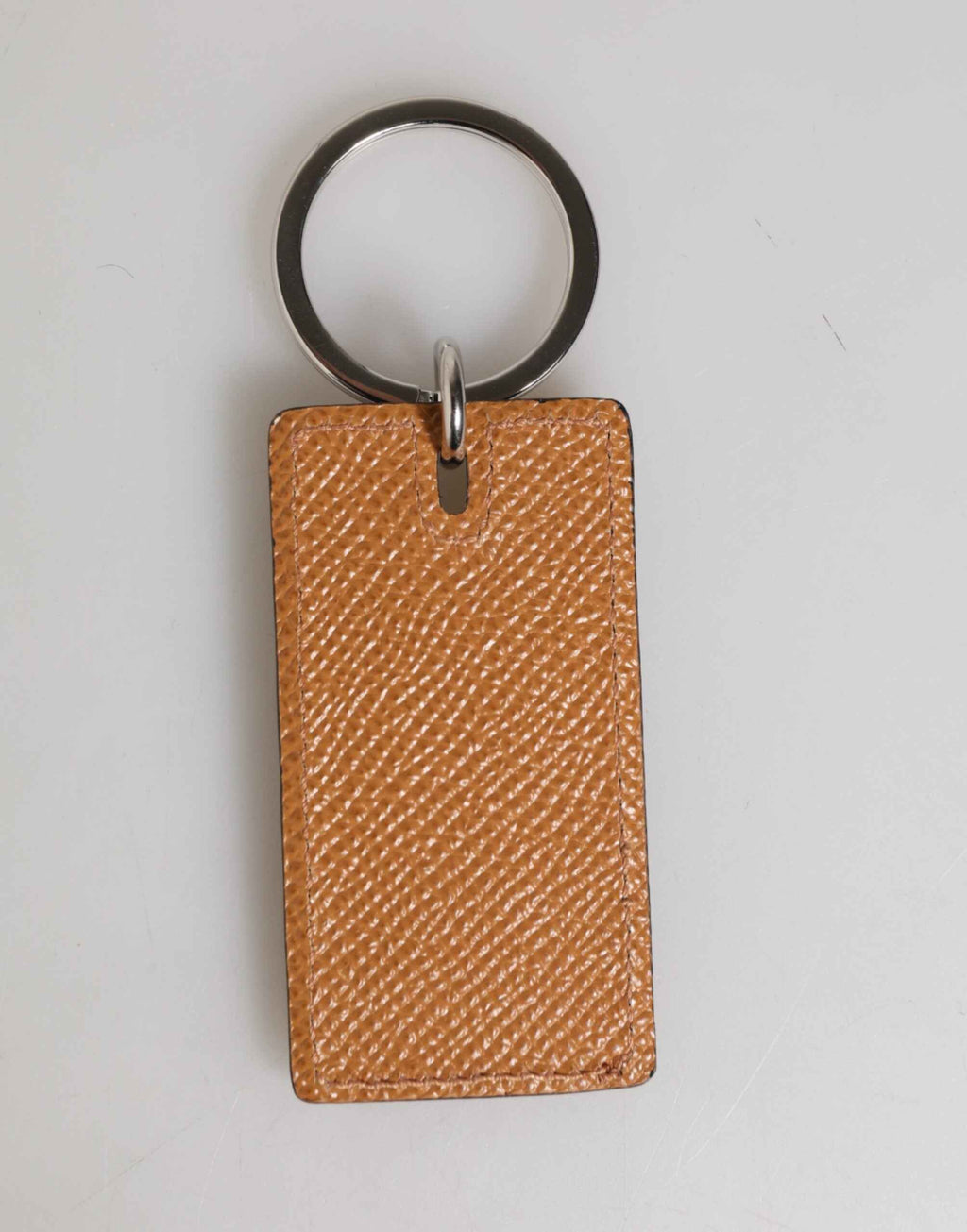 Dolce & Gabbana Brown Leather Logo Metal Ring Keychain Holder Men Keyring