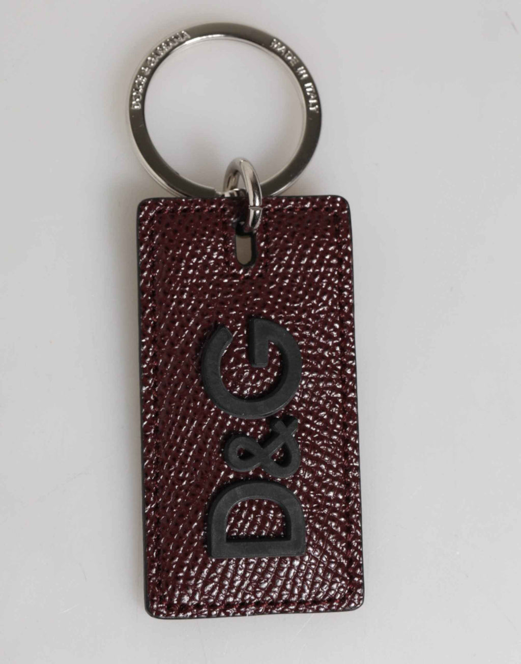 Dolce & Gabbana Dark Brown Leather Logo Metal Ring Men Keychain Keyring