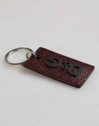 Dolce & Gabbana Dark Brown Leather Logo Metal Ring Men Keychain Keyring