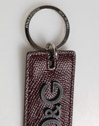 Dolce & Gabbana Dark Brown Leather Logo Metal Ring Men Keychain Keyring