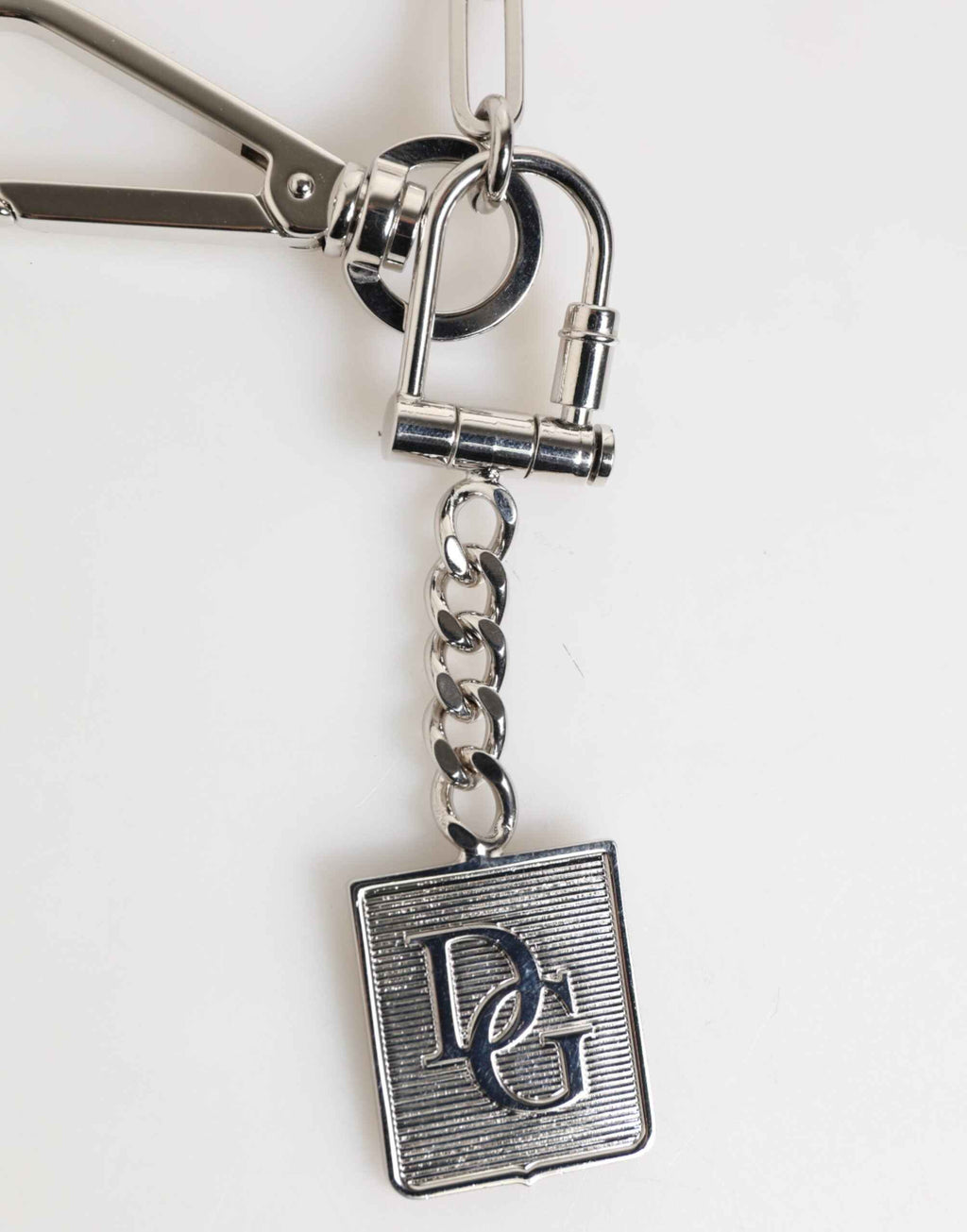 Dolce & Gabbana Silver Tone Metal Chain DG Logo Pendant Men Necklace