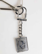 Dolce & Gabbana Silver Tone Metal Chain DG Logo Pendant Men Necklace