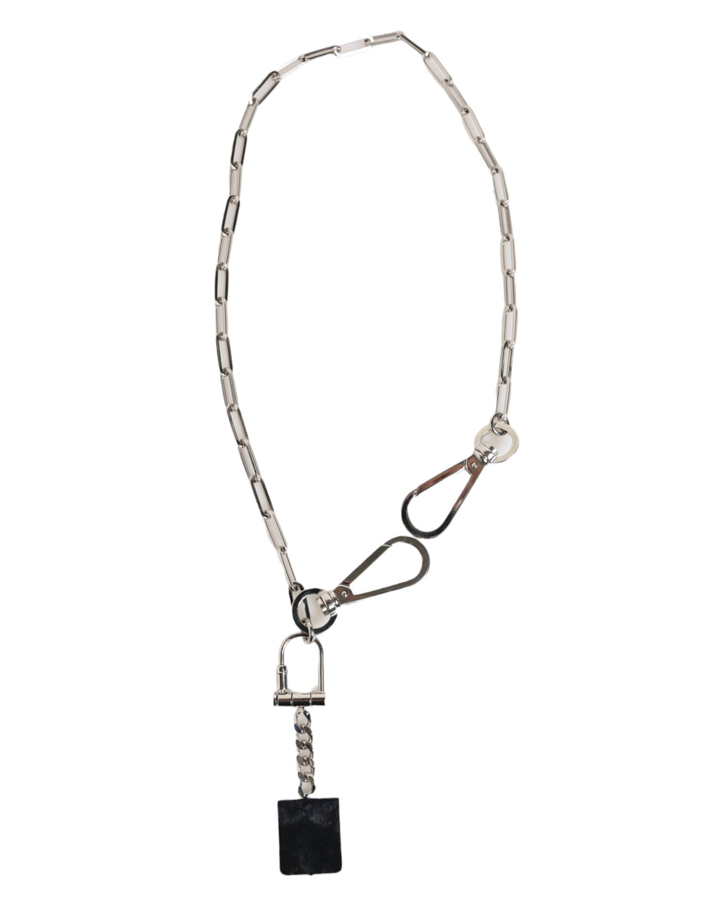 Dolce & Gabbana Silver Tone Metal Chain DG Logo Pendant Men Necklace