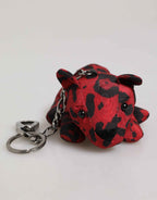 Dolce & Gabbana Red Black Polyester Animal Silhouette Keychain Keyring