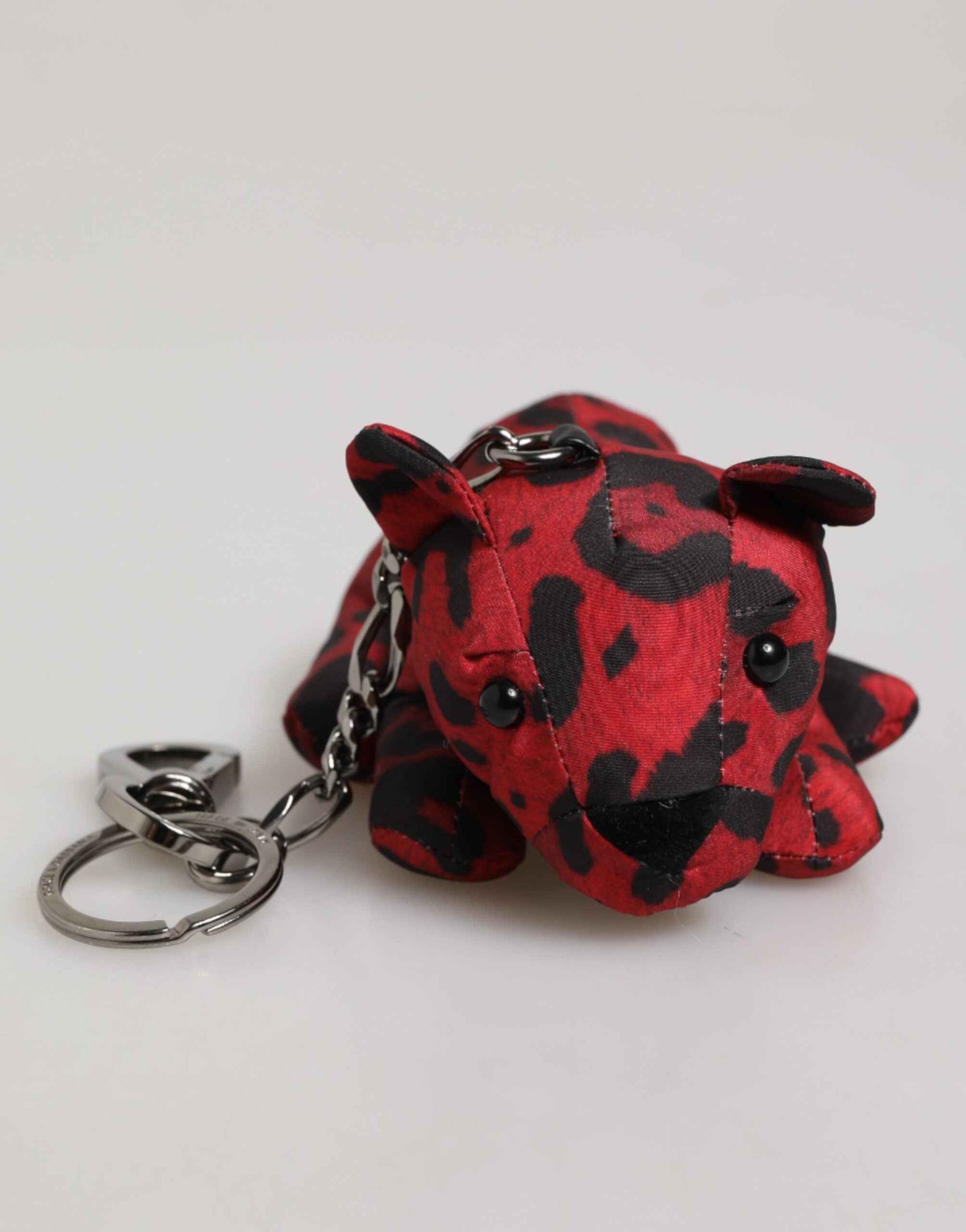 Dolce & Gabbana Red Black Polyester Animal Silhouette Keychain Keyring