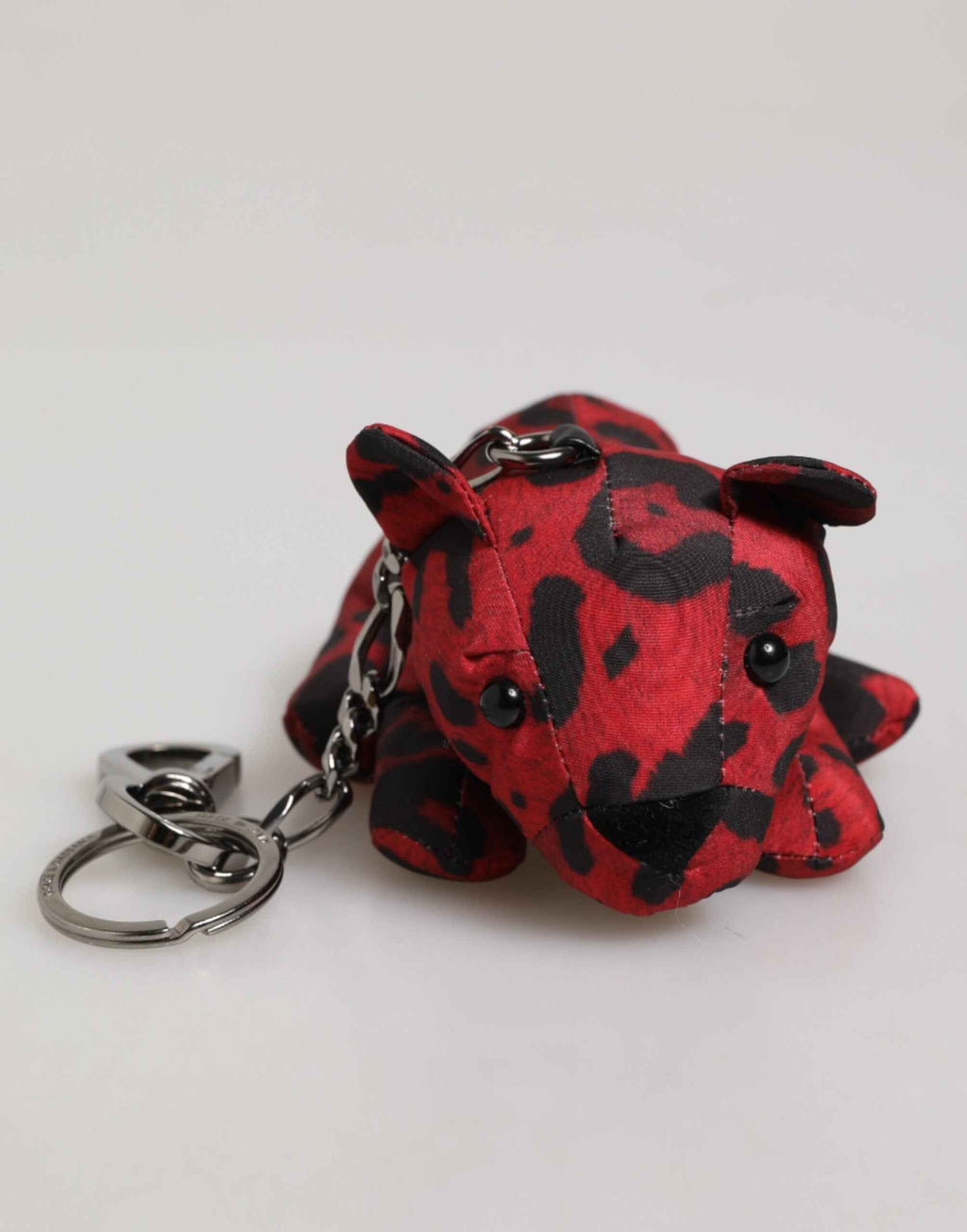 Dolce & Gabbana Red Black Polyester Animal Silhouette Keychain Keyring