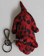 Dolce & Gabbana Red Black Polyester Animal Silhouette Keychain Keyring