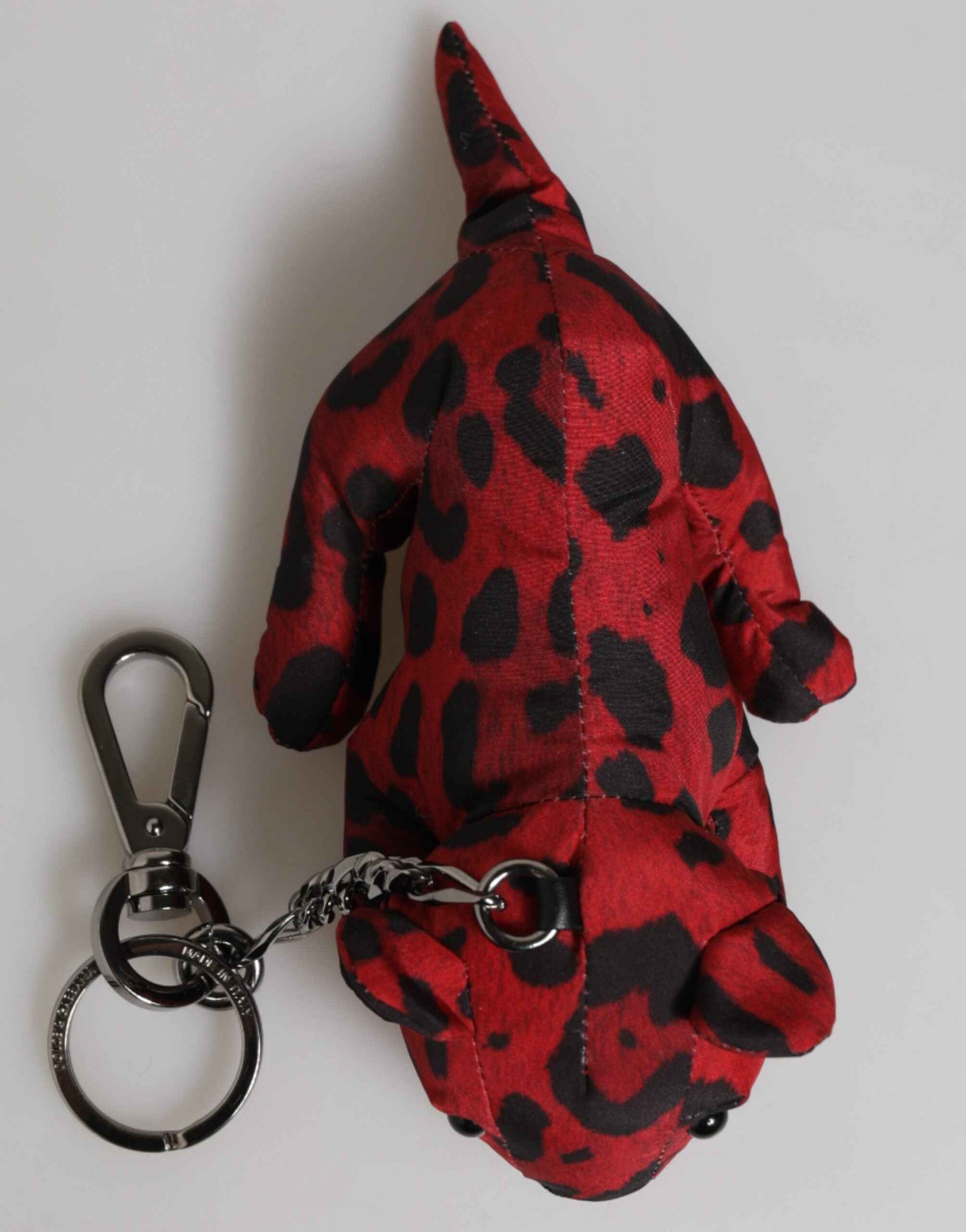 Dolce & Gabbana Red Black Polyester Animal Silhouette Keychain Keyring
