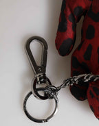 Dolce & Gabbana Red Black Polyester Animal Silhouette Keychain Keyring