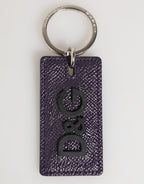 Dolce & Gabbana Violet Leather Logo Metal Ring Men Keychain Keyring
