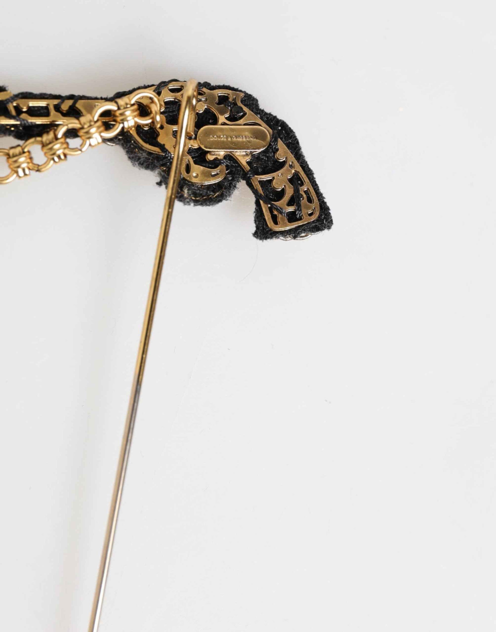 Dolce & Gabbana Lapel Pin Brass Copper Revolver Men Accessories Brooch