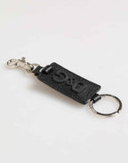 Dolce & Gabbana Black Leather Logo Metal Ring Keychain Holder Keyring
