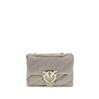 PINKO Gray Calf Leather Bos Taurus Shoulder Bag