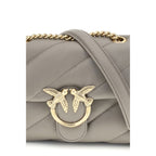 PINKO Gray Calf Leather Bos Taurus Shoulder Bag