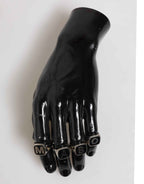 Dolce & Gabbana Silver Tone Brass Lettering Set 5 Pieces Adjustable Ring