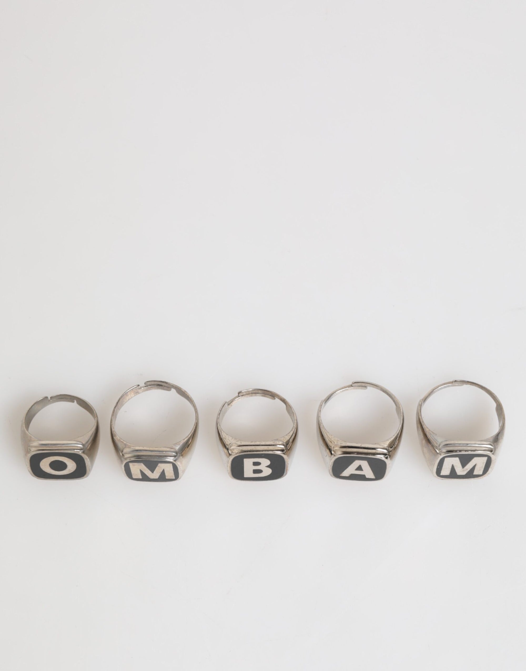 Dolce & Gabbana Silver Tone Brass Lettering Set 5 Pieces Adjustable Ring