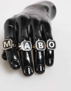 Dolce & Gabbana Silver Tone Brass Lettering Set 5 Pieces Adjustable Ring