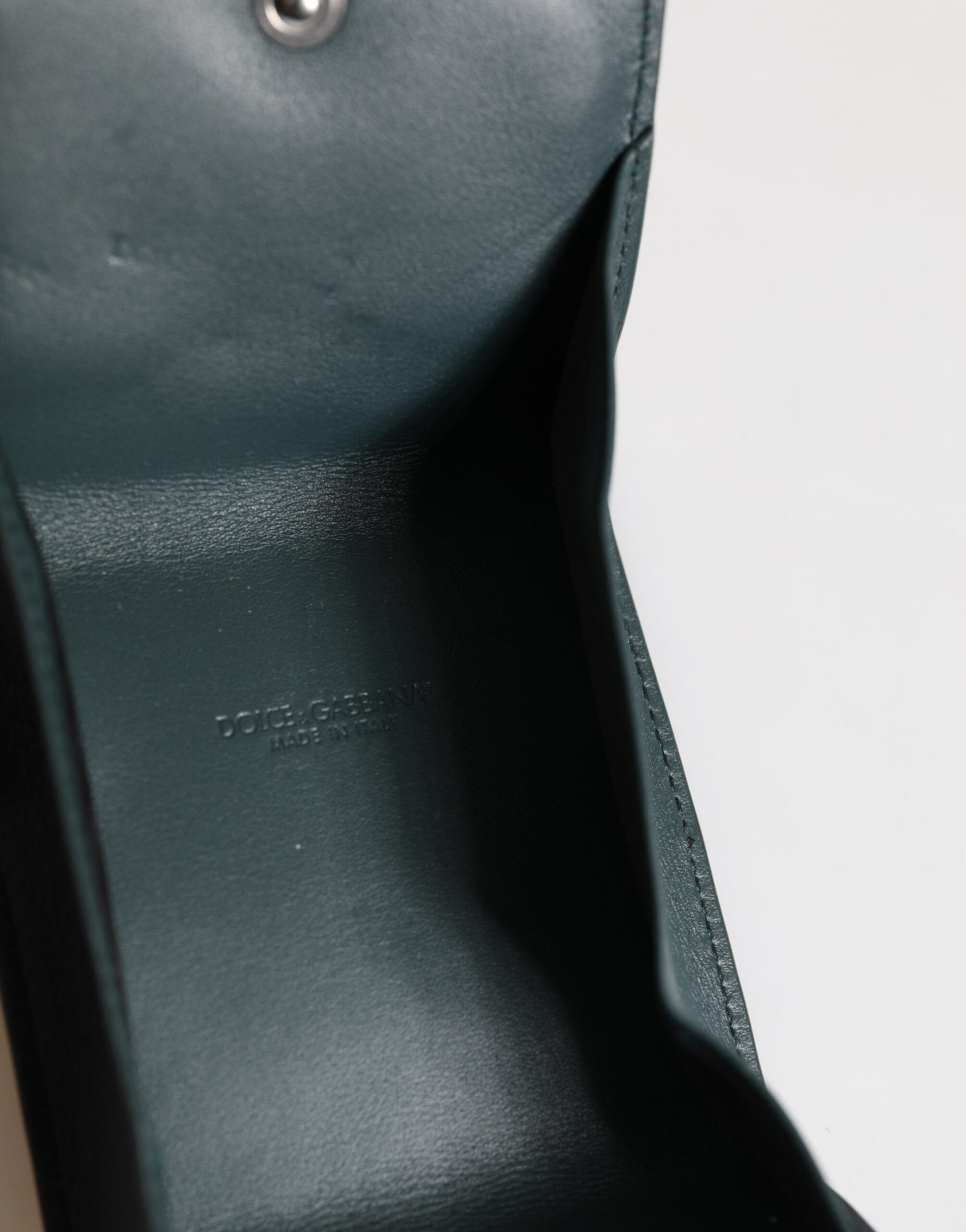 Dolce & Gabbana Dark Green Leather DG Logo Coin Purse Bag Charm Wallet