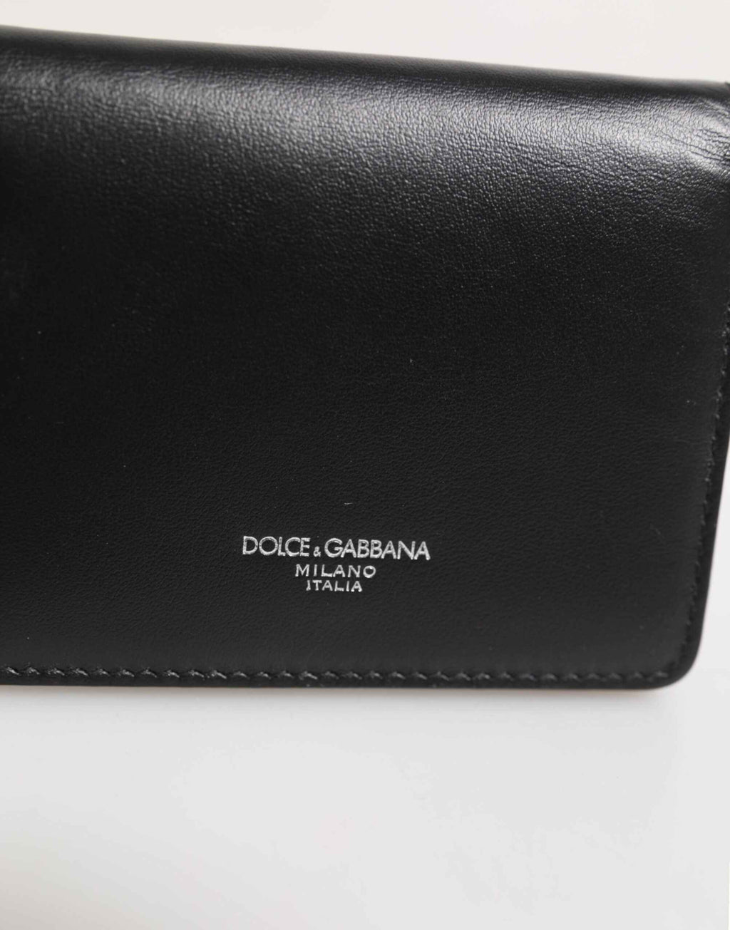 Dolce & Gabbana Black Leather DG Logo Bifold Card Holder Men Borse Wallet
