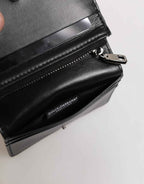 Dolce & Gabbana Black Leather DG Logo Bifold Card Holder Men Borse Wallet