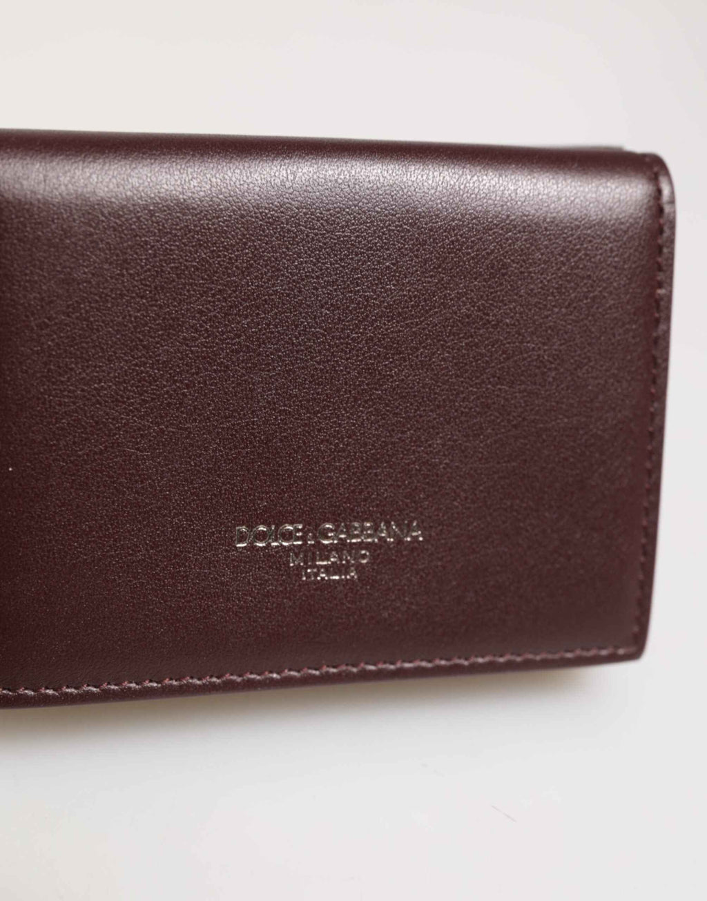 Dolce & Gabbana Leather Embossed Logo Trifold Men Card Holder Dark Brown