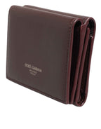 Dolce & Gabbana Leather Embossed Logo Trifold Men Card Holder Dark Brown