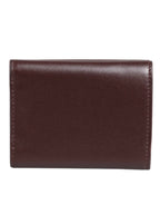 Dolce & Gabbana Leather Embossed Logo Trifold Men Card Holder Dark Brown