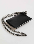 Dolce & Gabbana Black Cavallo Leather Wallet Chain Snap Bifold Card Holder