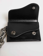 Dolce & Gabbana Black Cavallo Leather Wallet Chain Snap Bifold Card Holder