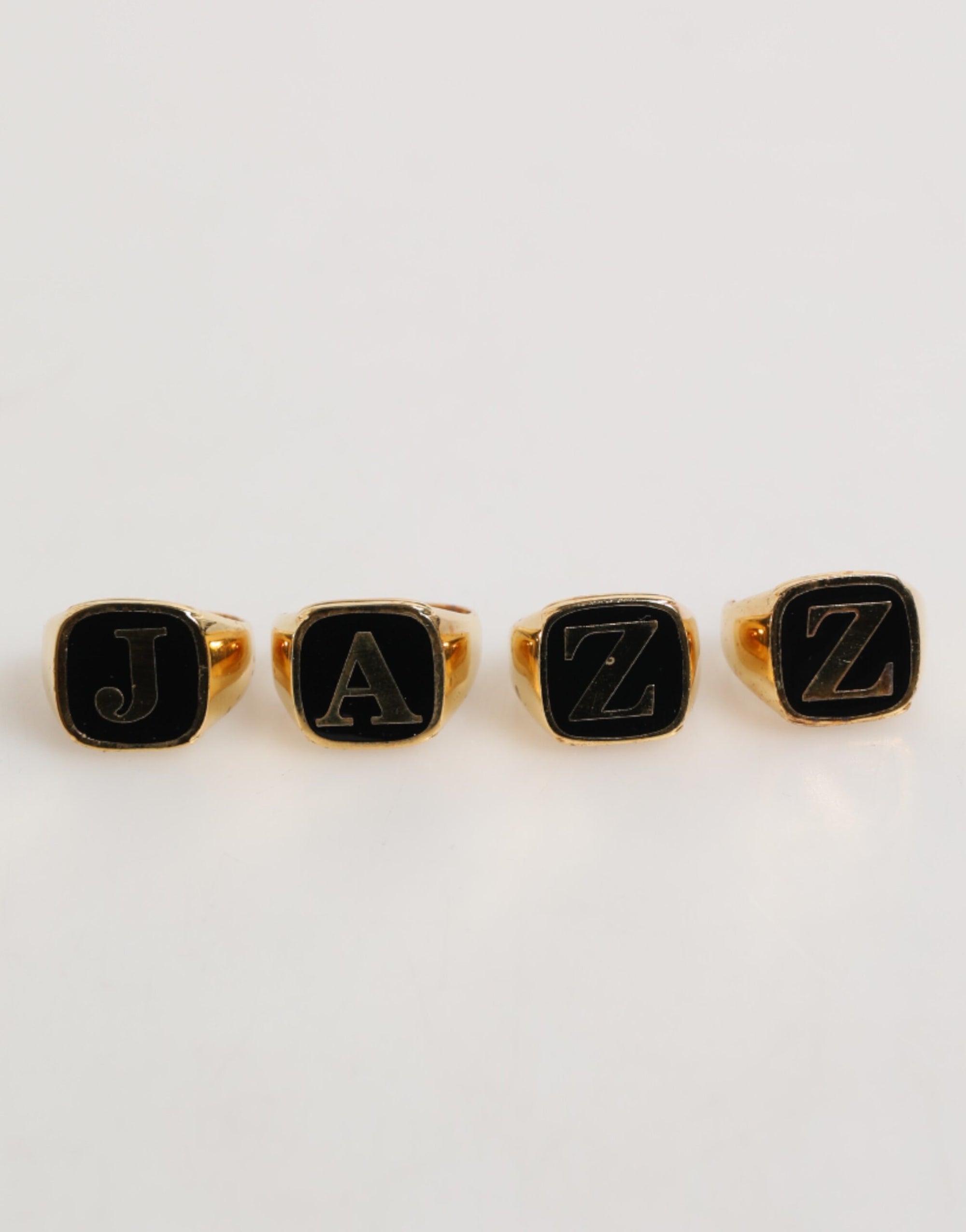 Dolce & Gabbana Gold Tone Brass JAZZ Letter Set 4 Pieces Adjustable Ring