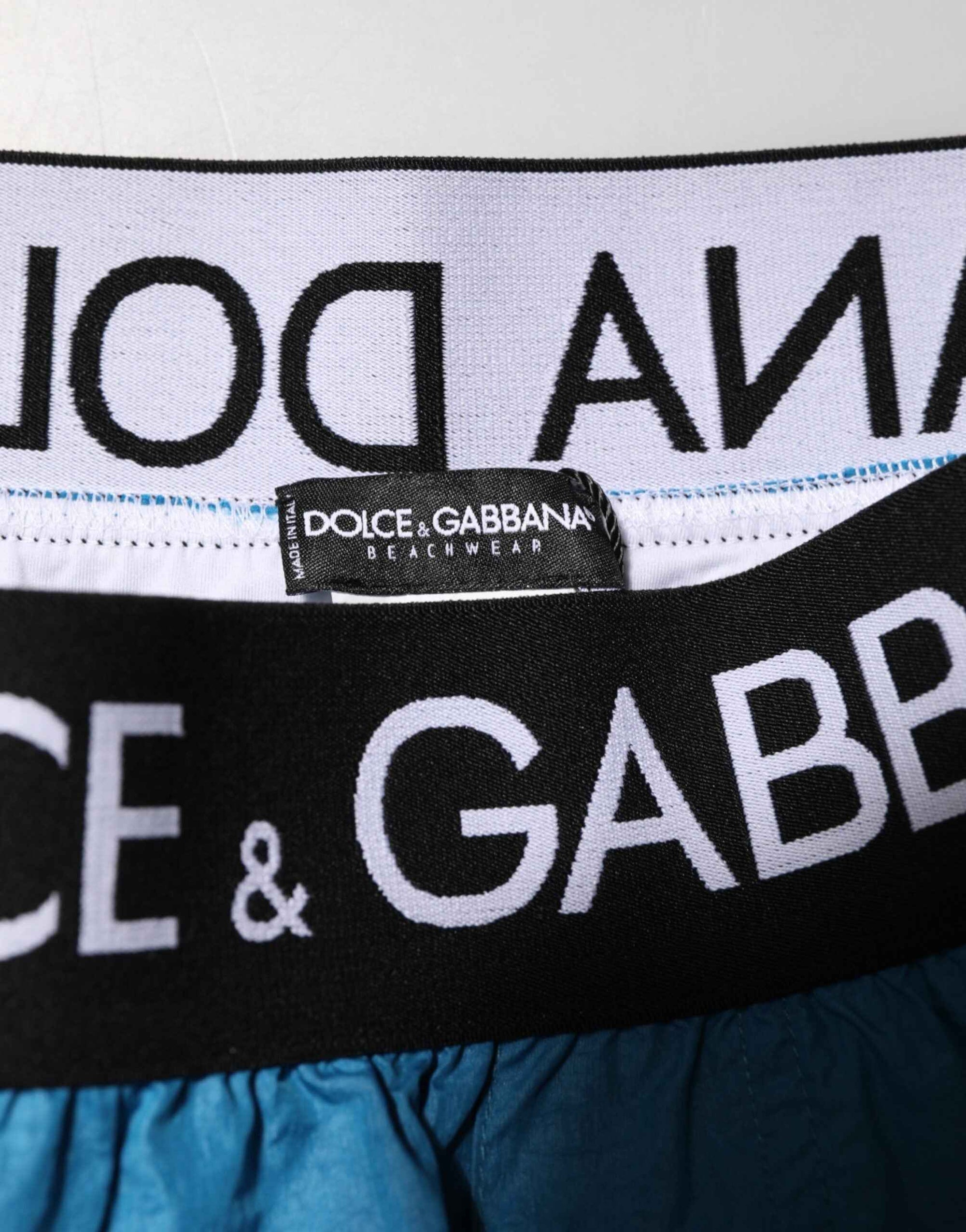 Dolce & Gabbana Blue Logo Waistband Beachwear Shorts Swimwear
