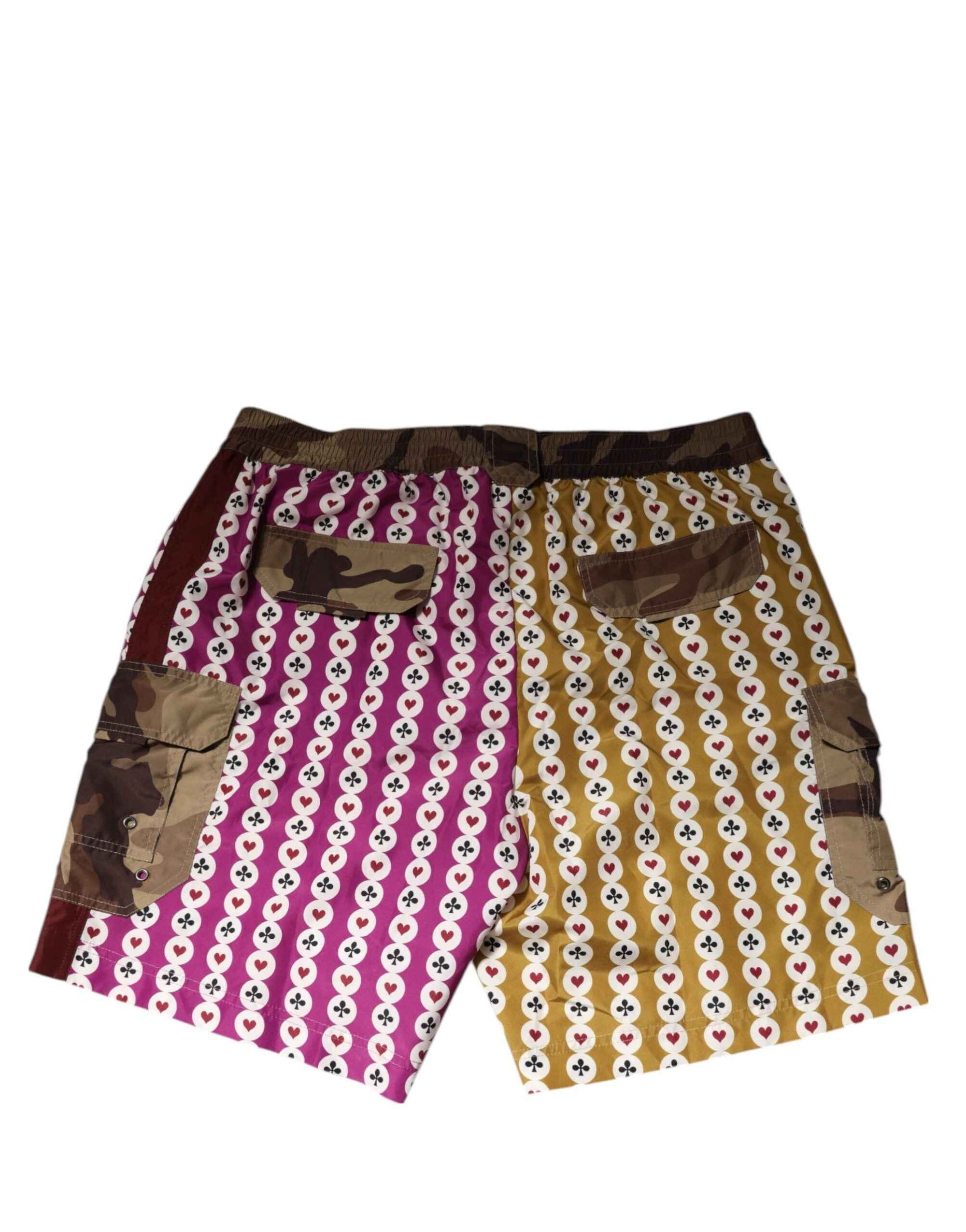 Dolce & Gabbana Multicolor Playing Card Camouflage Shorts Swimwear