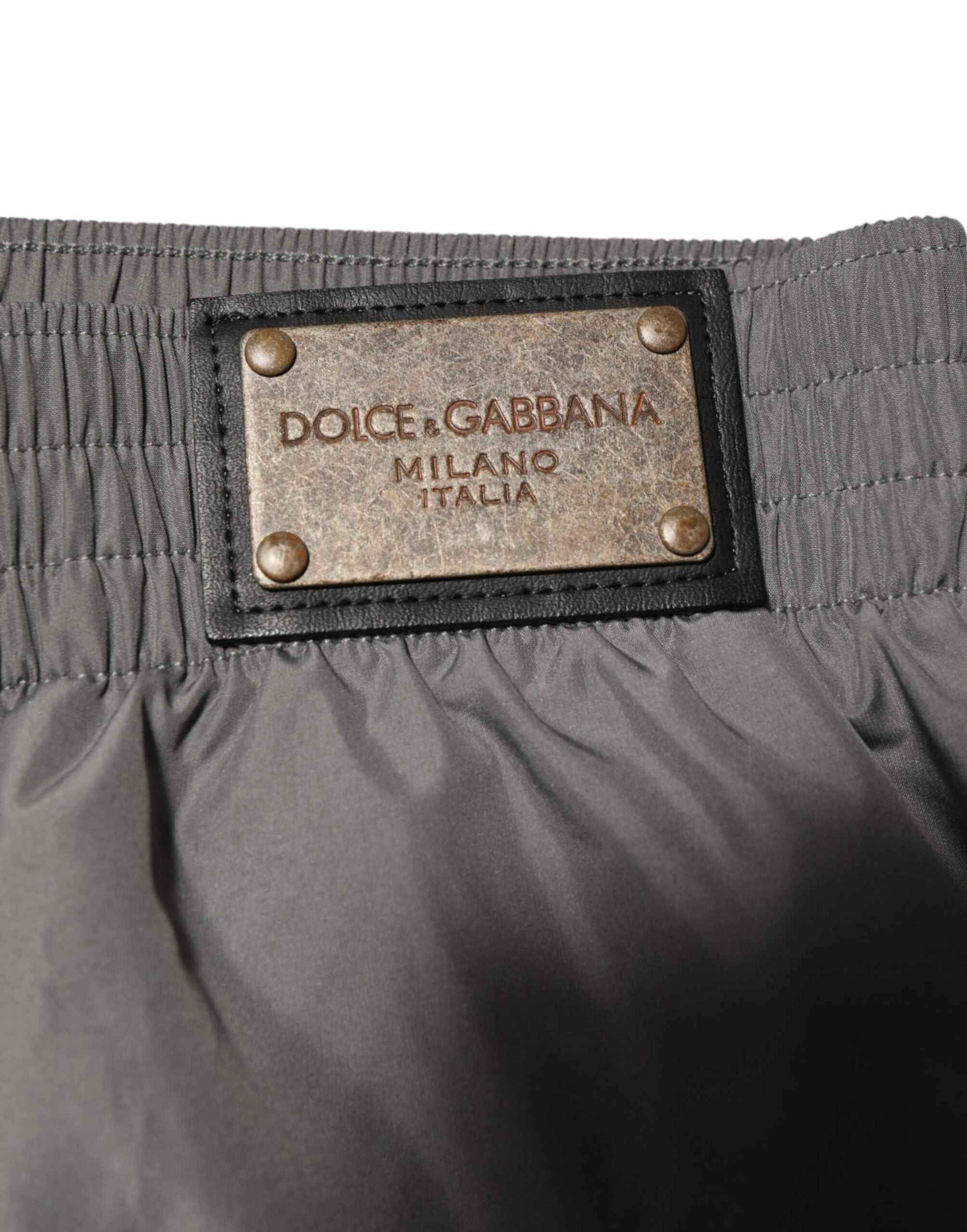 Dolce & Gabbana Light Gray Nylon Elastic Waist Shorts Swimwear