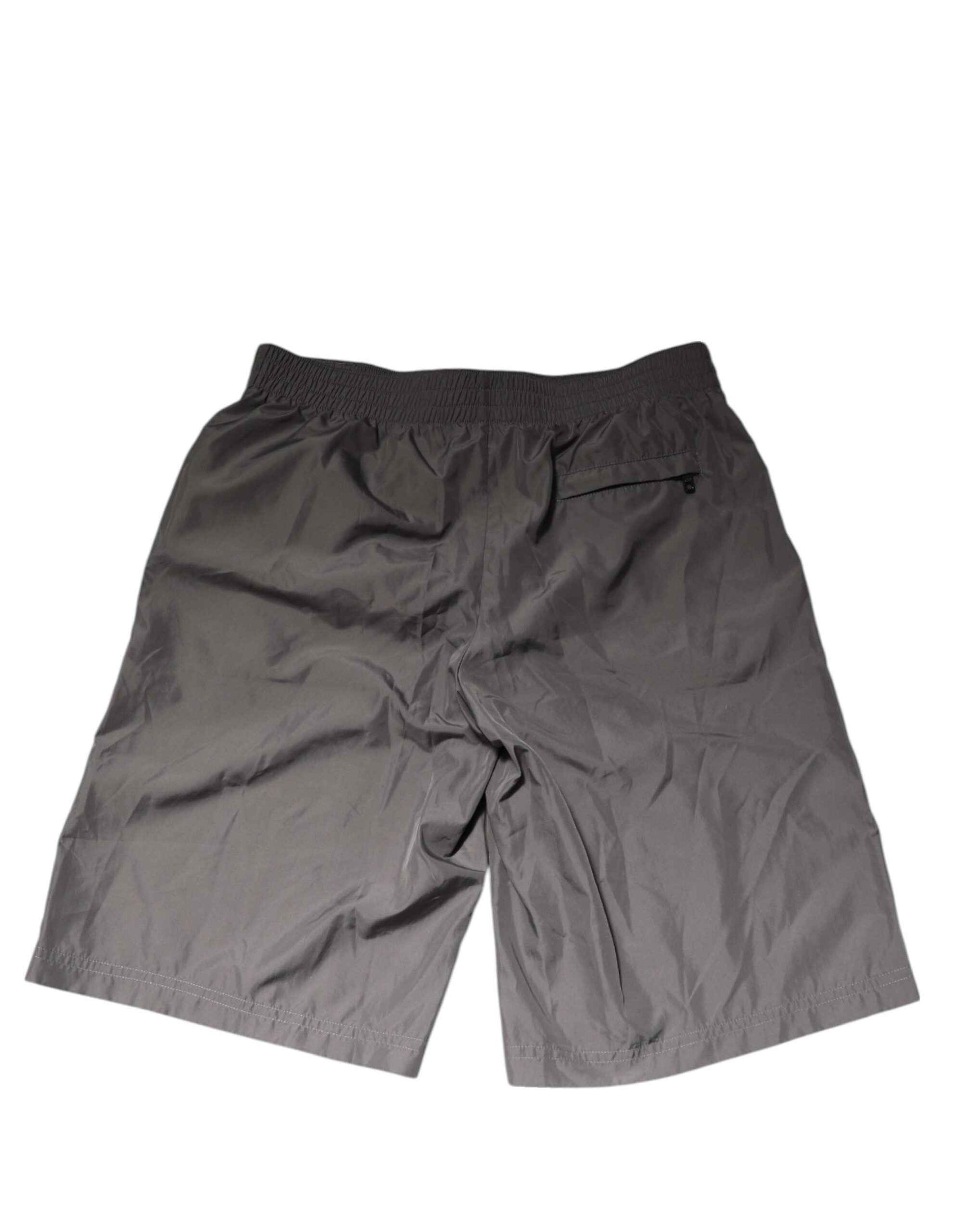 Dolce & Gabbana Light Gray Nylon Elastic Waist Shorts Swimwear