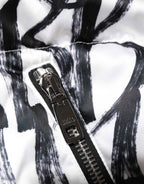 Dolce & Gabbana White Black Graffiti Logo Puffer Bomber Jacket