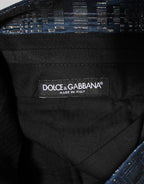 Dolce & Gabbana Blue Silver Shiny Silk Skinny Men Trouser Pants