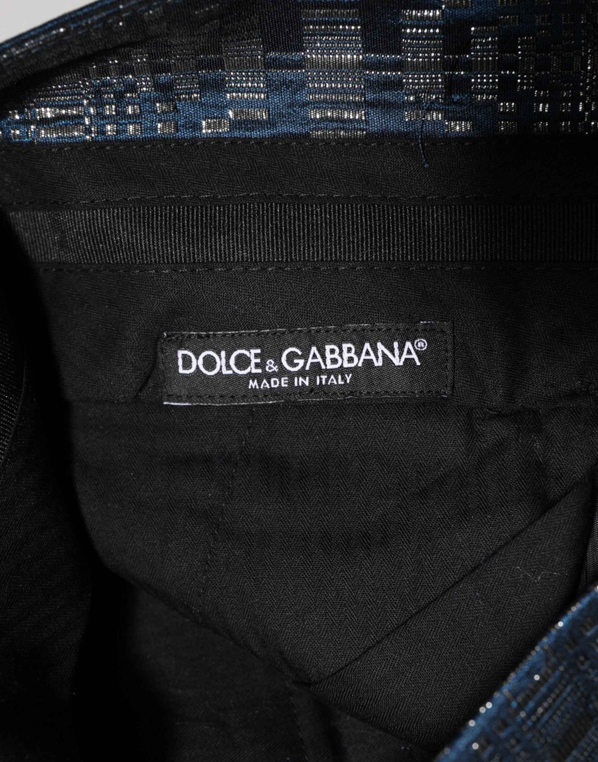 Dolce & Gabbana Blue Silver Shiny Silk Skinny Men Trouser Pants