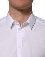 Dolce & Gabbana White Cotton GOLD Long Sleeves Formal Men Shirt