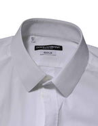 Dolce & Gabbana White Cotton GOLD Long Sleeves Formal Men Shirt