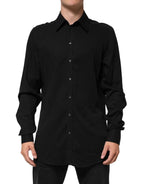 Dolce & Gabbana Black Viscose Long Sleeve Formal Dress Shirt
