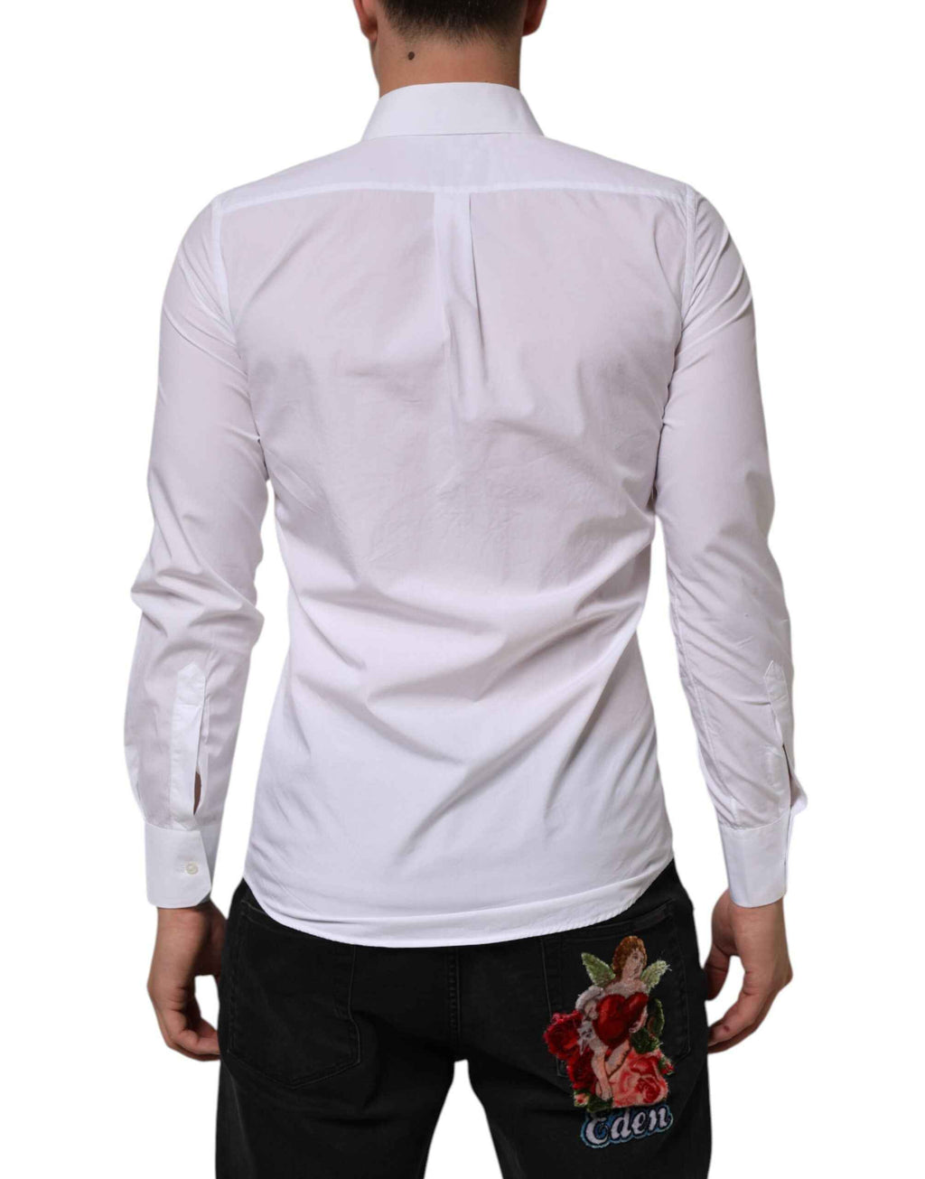 Dolce & Gabbana White Cotton MARTINI Long Sleeve Dress Shirt